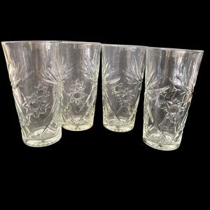 4 Early American Prescut Iced Tea Tumblers Glasses EAPC 15 oz  Anchor Hocking 6"